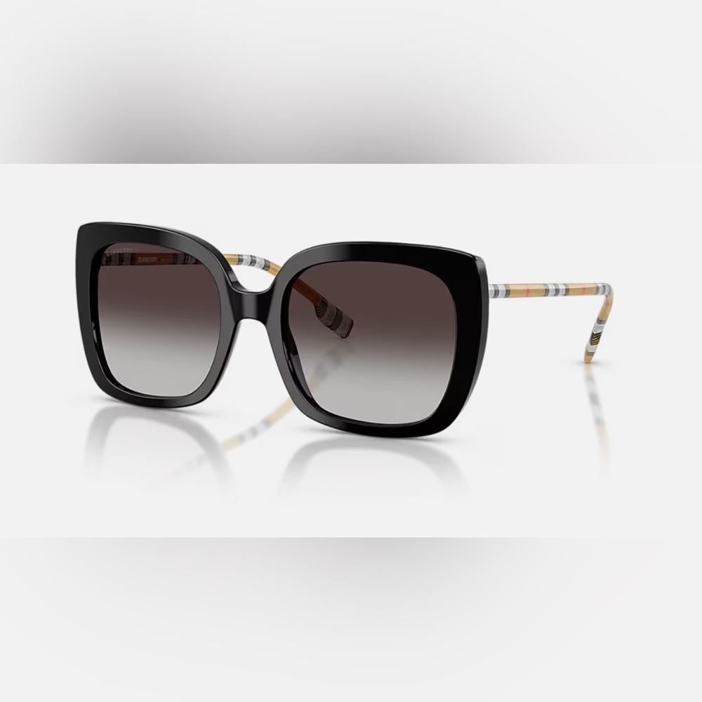 Burberry Black Sunglasses with Striped Arms